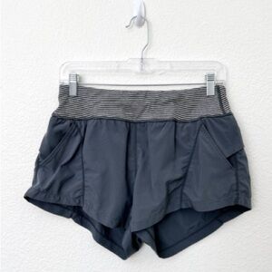 Zella Gray Striped Waistband Running Shorts
